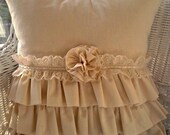 Lace Ruffled Skirt Shabby Chic Farmhouse Country Throw Pillow