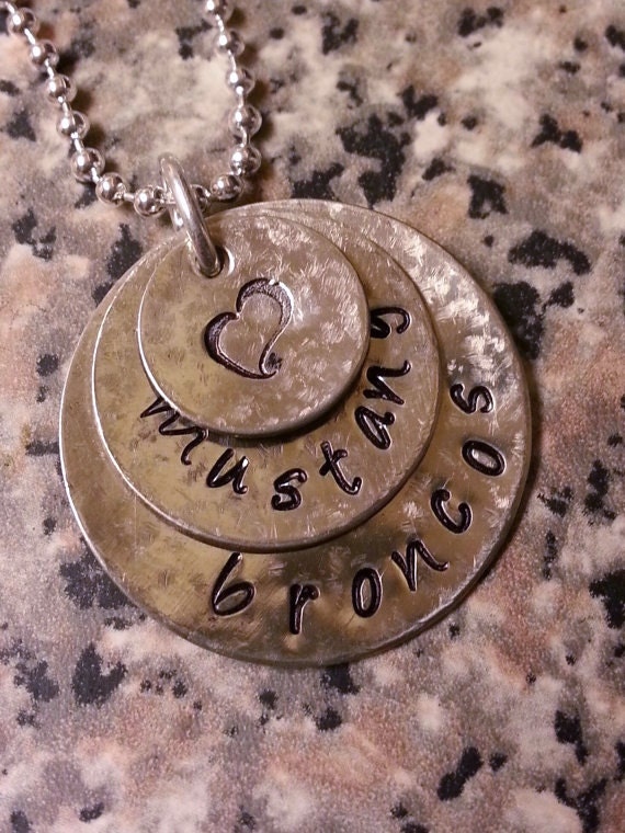 School Spirit - handstamped personalized nickel silver necklace
