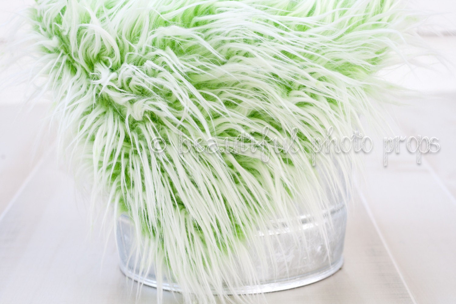 Frosted Green Mongolian Faux Fur Rug Nest Photography Photo Prop Newborn Baby Toddler Mat