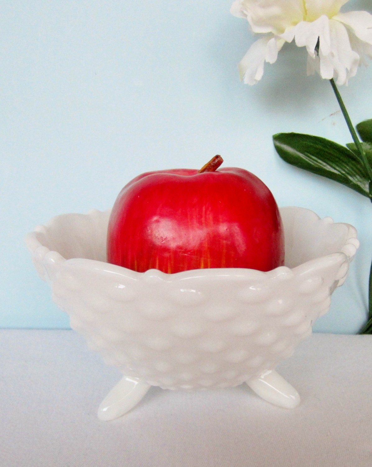 Vintage White Hobnail Dish