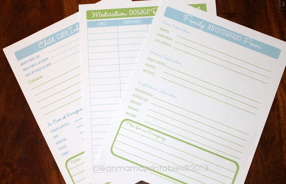 The Family Information Kit - 3 documents - INSTANT DOWNLOAD
