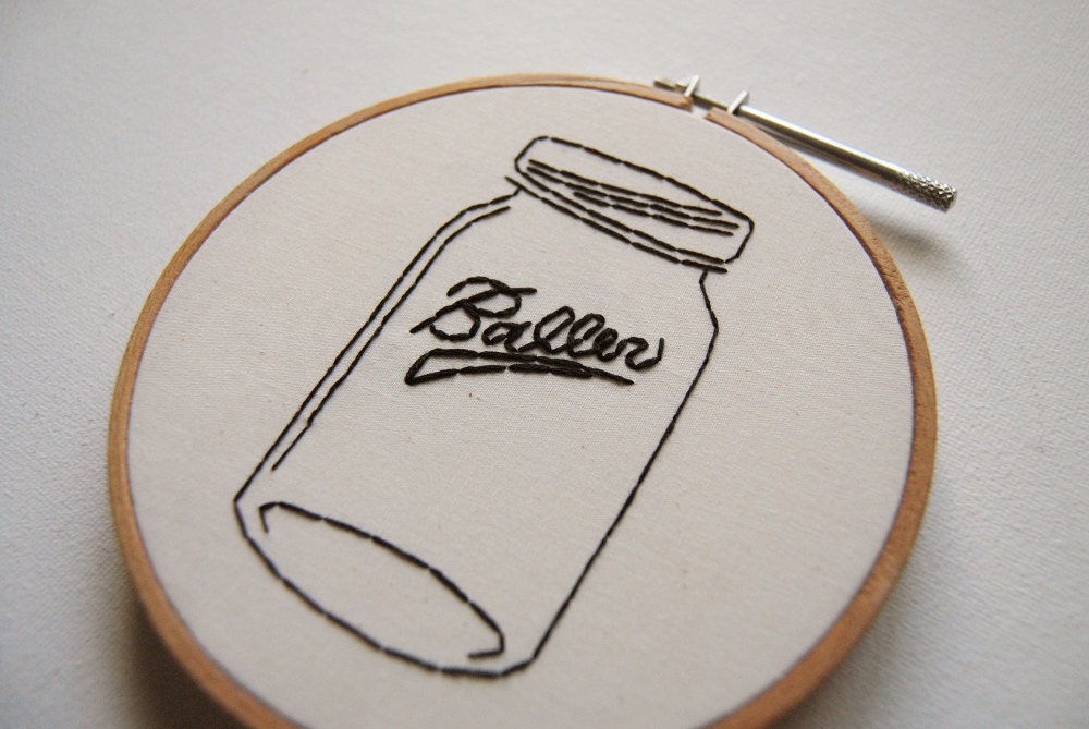 Baller - Mason Jar Embroidery Art - Funny Humor Gag Gift Canning