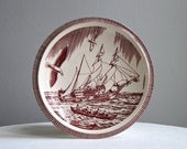 Vernon Kilns Rockwell Kent Moby Dick Luncheon Plate Dinnerware Lunch Literary Illustration Ship Nautical
