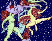 Dancing In Color, 8 x 10 art print on Fine Art paper,from original digital painting,mixed media