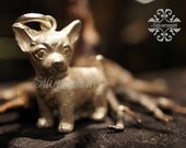 Chihuahua 925 Silver Pendant with Leather Cord