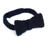 Black bowtie - handmade crochet tie
