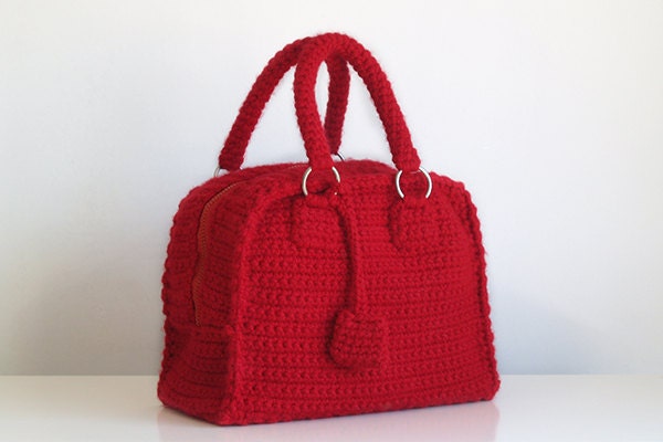 Red crochet purse - handmade bag