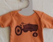 Vintage tractor T-Shirt Shirt, Short Sleeve, Hand-dyed, Hand-printed, Linoleum Block Print