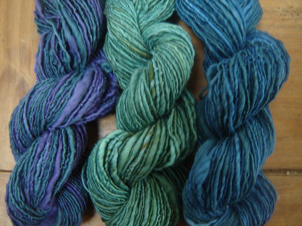 Hand spun Blue faced Leicester Yarn , set of three skeins - Born on the Bayou
