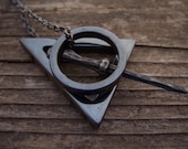 Deathly hallows necklace   MENS design all dark l -  My Original Design - Harry Potter inspired