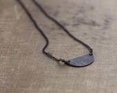 Oxidized Sterling Silver Demi Lune Chain Necklace