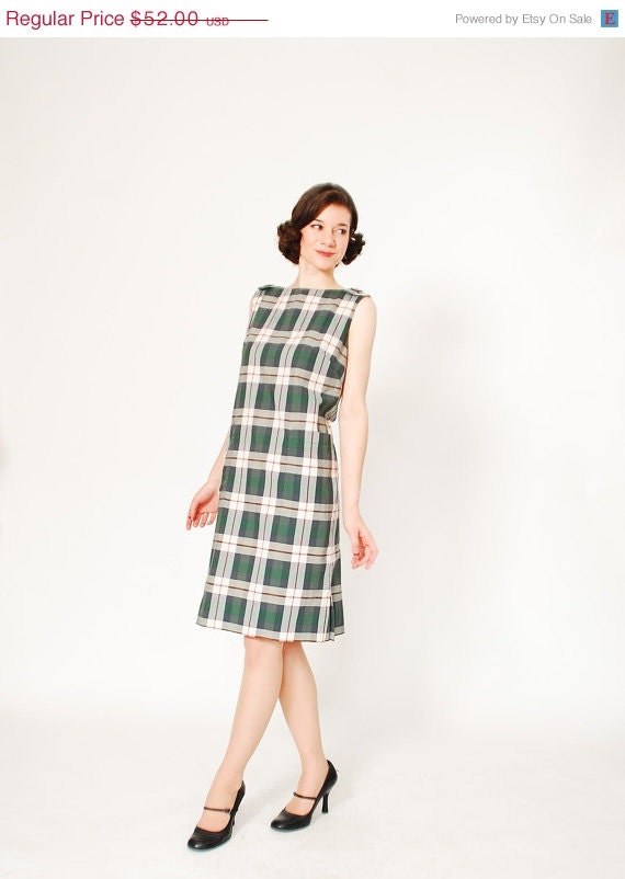 30% OFF - 60s Plaid Dress - 1960s Dress - Summer Camp Plaid