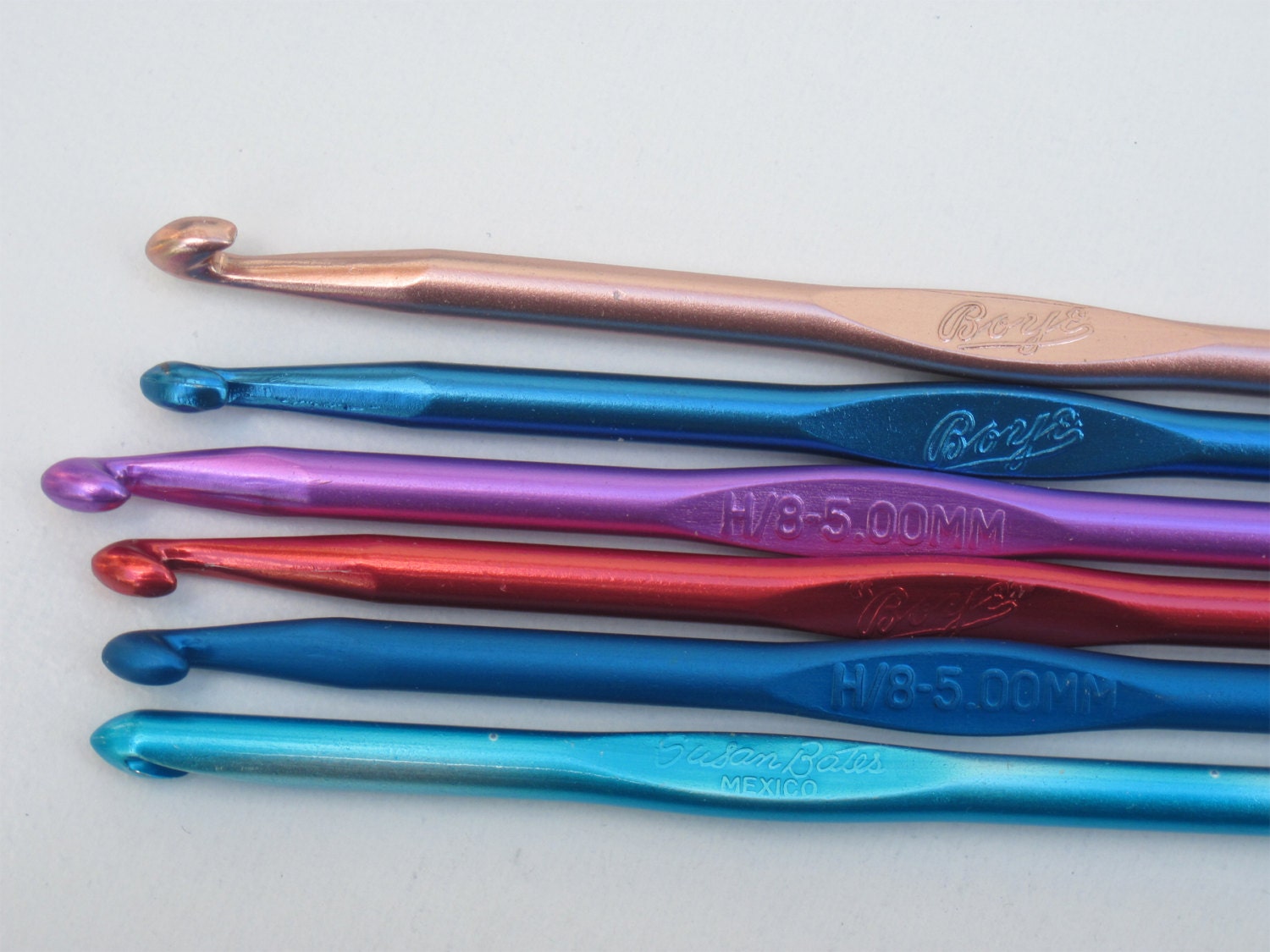 Crochet Hook Destash, Metal, Colors, Choose US G-7 4.5mm or H-8 5mm Susan Bates, Boye