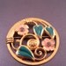 Eames Era Brass Enamel Rhinestone Brooch