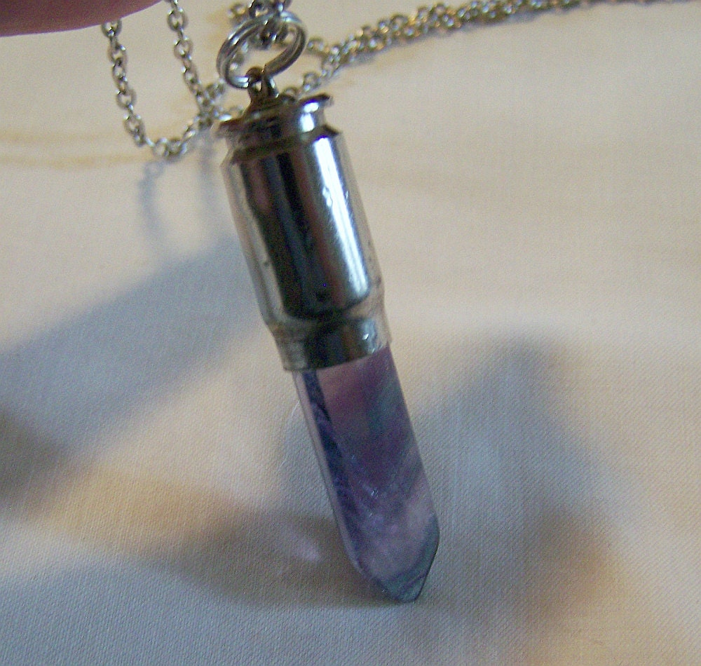 Rainbow Fluorite 357 Silver Bullet Pendant