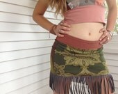 Eco Patchwork Halter tie back, size S/M, upcycled, festival clothing, coral and tan mix,  necktie ties, moon/ Zasra appliqué by Zasra