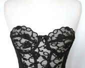 Beautiful 1970s BLACK LACE BRATOP