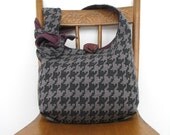 CROSS BODY BAG Hobo Purse Hippie Bag Crossbody Hobo Bag Boho Bag Crossbody Bag Grey Houndstooth Bag Purple Bag