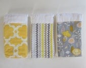 Baby Burpcloths - Grey Yellow Baby Burp Cloth /  Designer Baby Boutique / Custom Baby Gifts