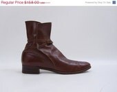 Vintage Riding Boots Antique Edwardian Shoes in Brown Leather Size 7