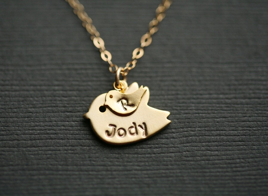 Up to 4 initial,Bird initial,Personalized INITIAL,Monogram necklace,One baby,Bird necklace,Mother Jewelry,Mom bird baby,Babyshower gift