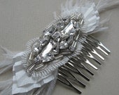 Art Nouveau Romance Wedding bridal hair comb Ivory accessory hairpiece Rhinestone haircomb Art Deco glamorous bridal fascinator vintage