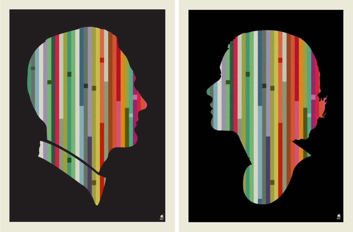 Striped Couple Screen Print