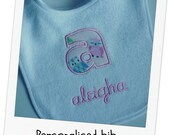 Handmade personalised baby bib Appliqued letter