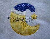 Handmade Personalised baby bib Moon with your choice of first name