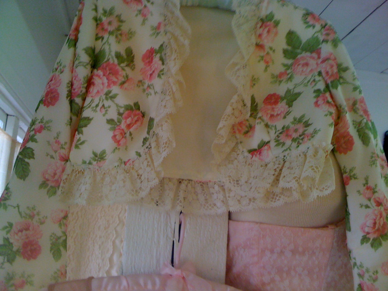 1940s floral jacket bolero with lace trims