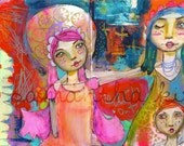 Reach Out Whimsical Mixed Media Print