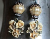 Yellow Rose of Texas  - assemblage earrings