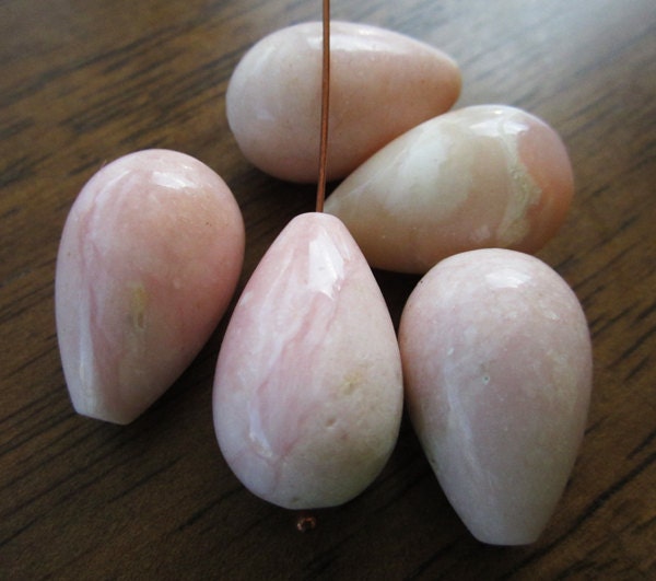 2 Large Pink Opal Drops