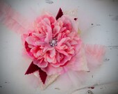 Shabby Chic hair clip headband fascinator, tea parties, birthday parties, Victorian, photos, pageants, weddings, brides, girls, dress up