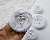 White Roses Handmade Appliques Embellishments(5 pcs) MADE TO ORDER