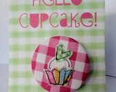 Appliqué button badge in 2 styles - dinosaur and cupcake