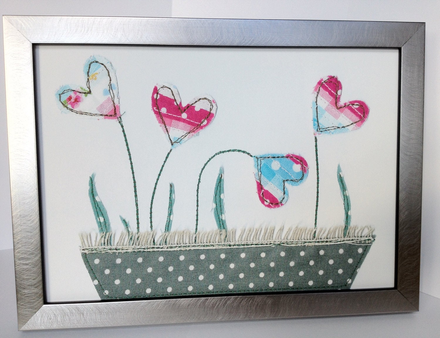 Polkadot Window Box Heart Shaped Flowers  Print