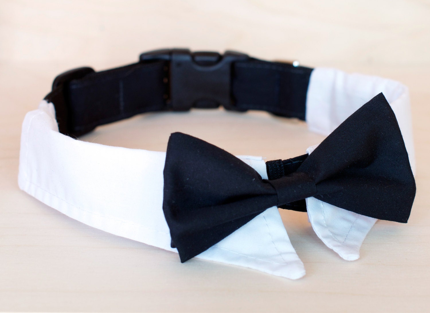 Black Bow Tie and White Shirt Dog Collar