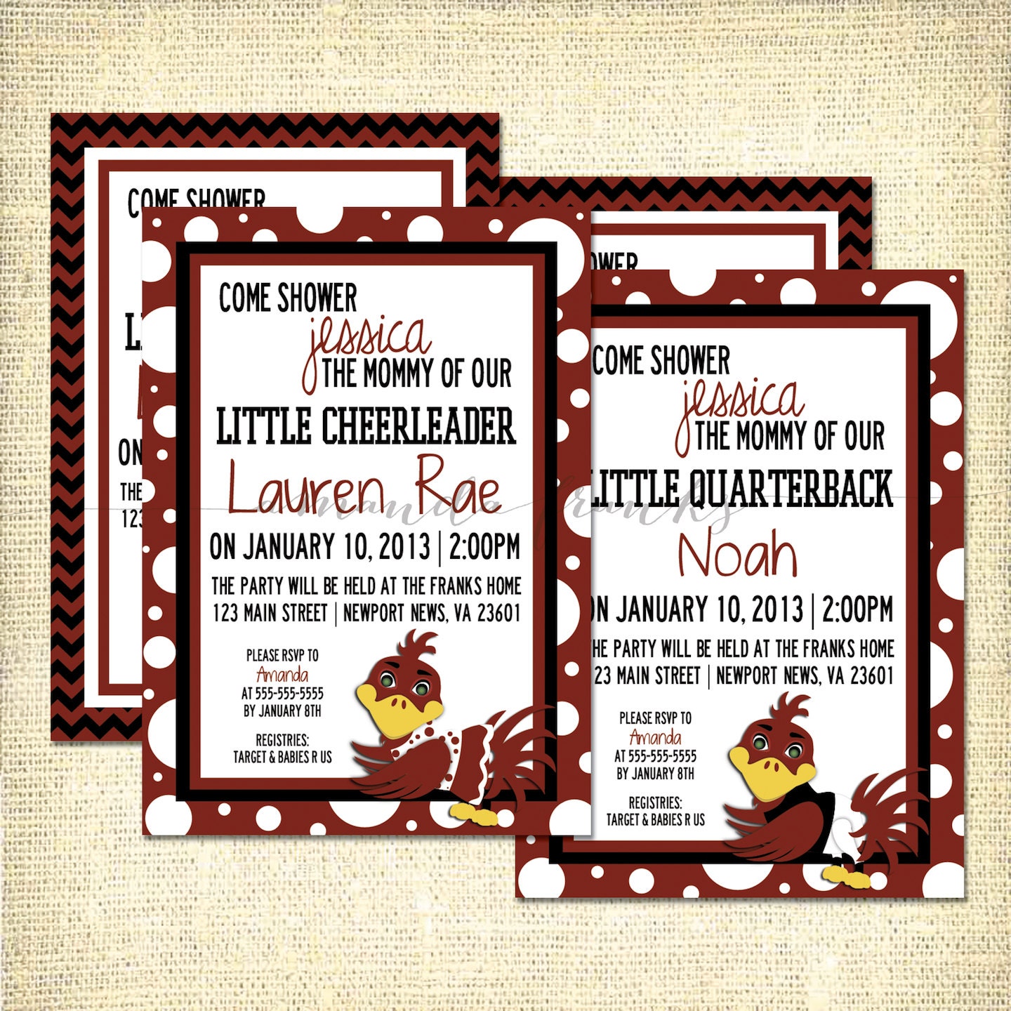 South Carolina Gamecocks Inspired Baby Shower Invitation - Digital File Only - Customizable
