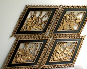 Vintage 1972 Floral Wall Plaques by Burwood Products - Set of Four