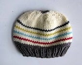 Baby hat, newborn photo prop, striped cotton baby boy hat, Little Man Little Beanie