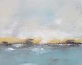 Blue Seascape Landscape Painting Original Art -Sand Hill Sea 12 x 12