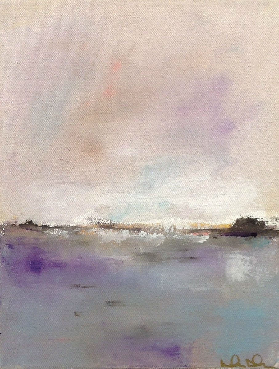 Coastal Seascape Acrylic Painting on Canvas -Lavender  Seaside 11 x 14