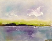 Coastal Seascape Acrylic Painting on Canvas - Seaside Purples 11 x 14