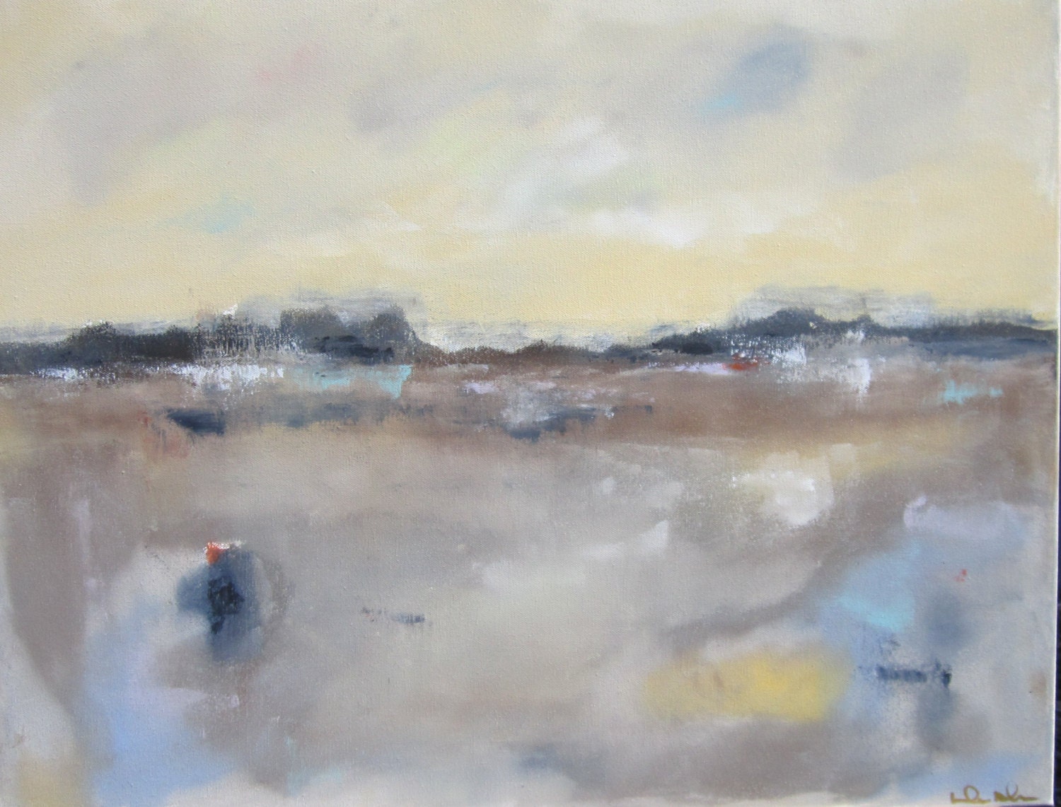 Abstract Landscape Coastal Original Painting - Butter Sky 28 x 22