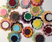 Wool Felt Scallops 60 total - size range 1/2' - 1 1/4" Random Colored. 1713