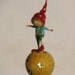 Waldorf inspired needle felted nursery mobile Mushroom pixie standing on a star