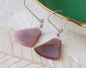Drop dangle earrings with fan pink peach mother of pearl briolettes and handmade sterling silver wires