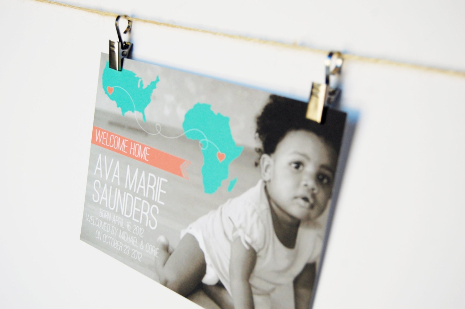 Adoption Announcement Country Map Personalized