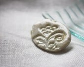 Brooch Shawl Pin / Pearl Ivory Oval Filigree / Handcrafted